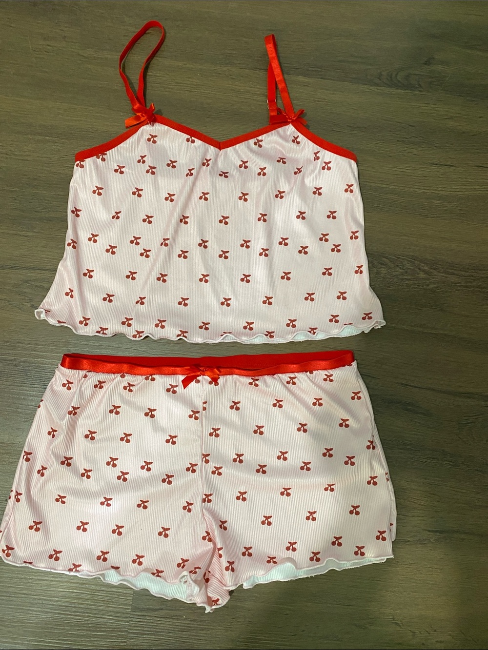 Unbranded Cherry Print 2-Pc Cami & Shorts Pajama/Lounge Set size L